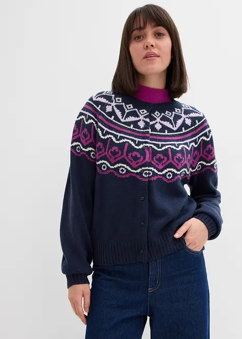 Gilet en maille oversize &agrave; motif norv&eacute;gien, bonprix