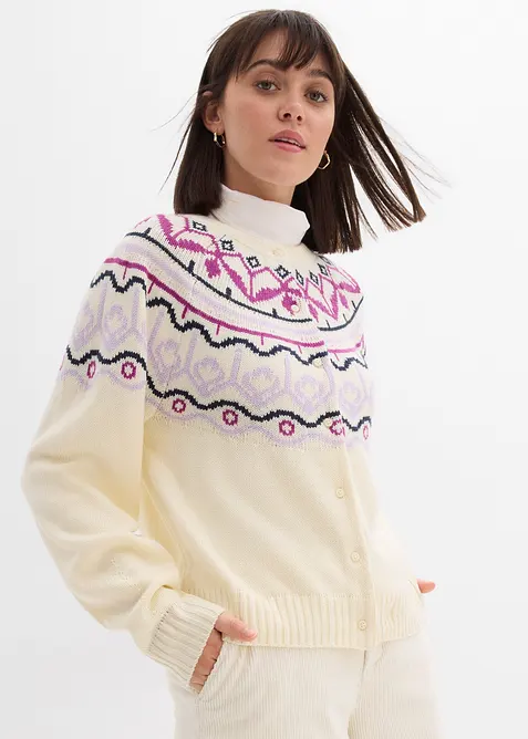 Oversize Norweger-Strickjacke, bonprix