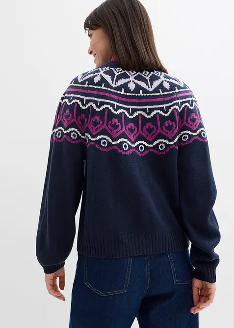 Gilet en maille oversize &agrave; motif norv&eacute;gien, bonprix