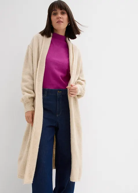 Langer Strickmantel in Hairy Optik, bonprix