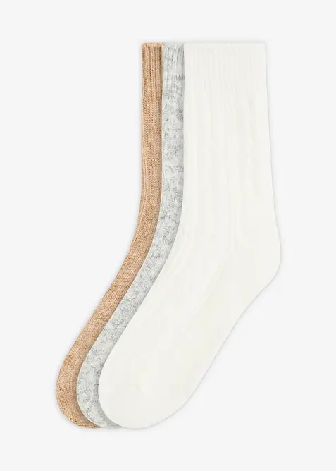 Socken mit Zopfmuster (3er Pack), bonprix