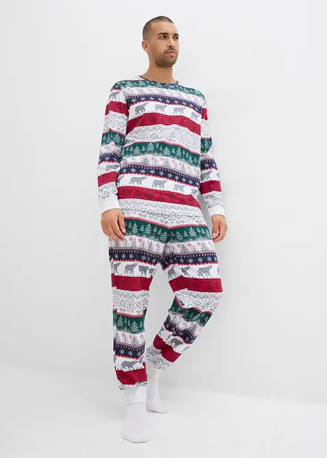 Herren Pyjama aus reiner Baumwolle mit Geschenktasche, bonprix