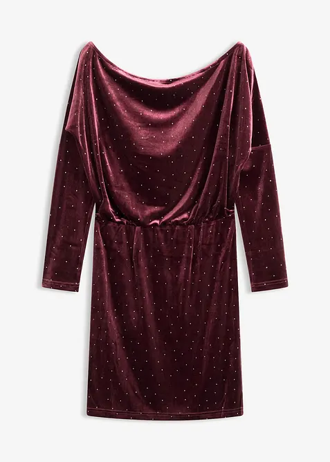 Robe courte en velours fluide avec strass, bonprix