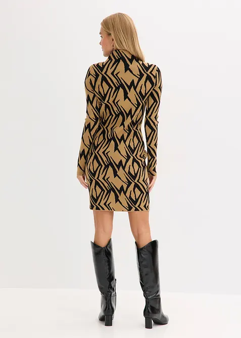 Robe en maille ajustée à col montant, bonprix