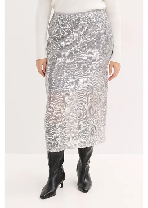 Jupe midi à sequins, bonprix
