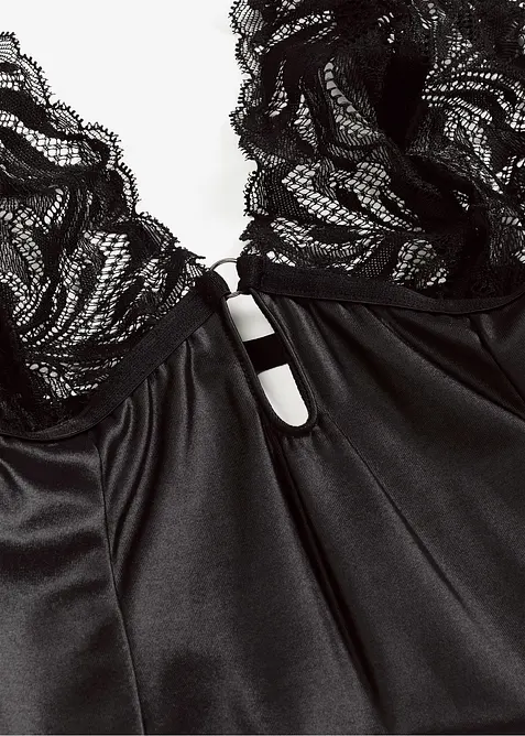 Body effet wetlook avec porte-jarretelles amovible, bonprix