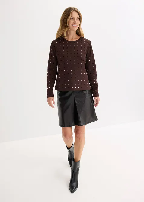 T-shirt manches longues à strass, bonprix