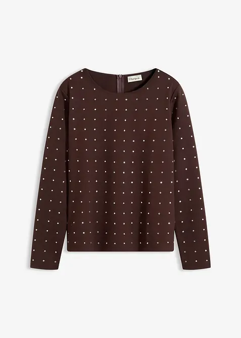 T-shirt manches longues à strass, bonprix