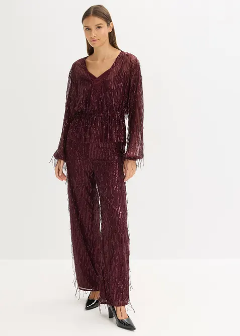Blouse à sequins et franges, bonprix