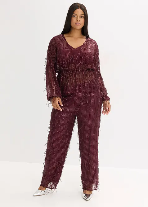 Pailletten-Bluse mit Fransen, bonprix