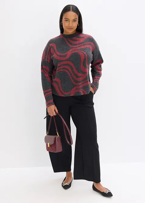 T-shirt manches longues en tissu côtelé douillet, bonprix