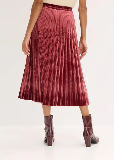 Jupe plissée en velours doux, bonprix