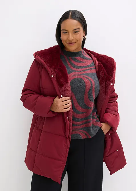 Steppjacke mit Fellimitatbesatz, bonprix