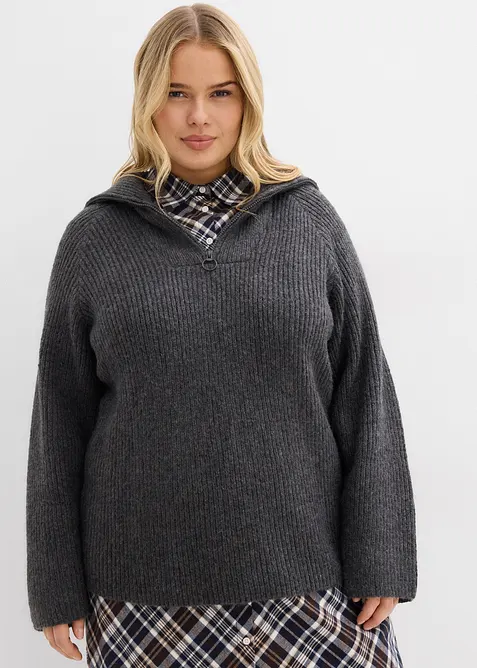 Pull camionneur en maille c&ocirc;tel&eacute;e, bonprix