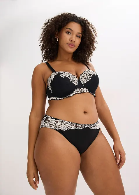 Lot de 2 slips à dentelle bicolore, bonprix