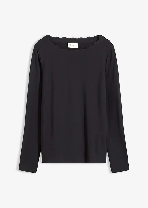 T-shirt en jersey milano à encolure festonnée, bonprix