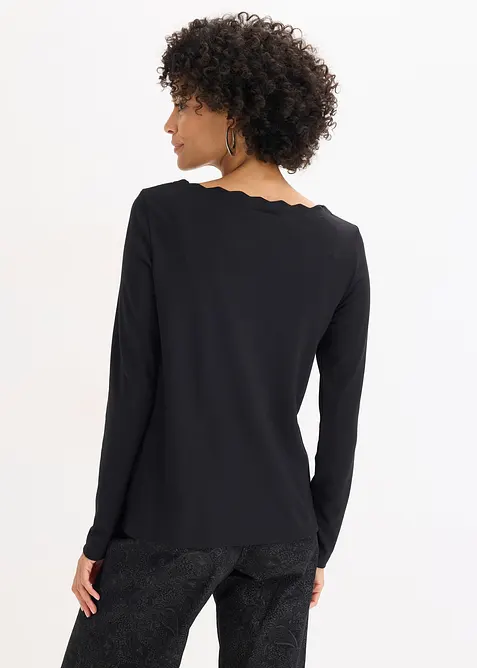 T-shirt en jersey milano à encolure festonnée, bonprix