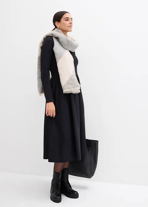 Kleid im Materialmix aus reiner Baumwolle, bonprix