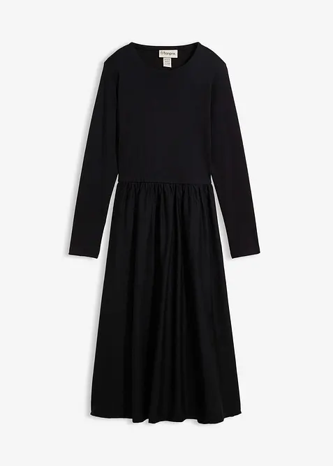 Kleid im Materialmix aus reiner Baumwolle, bonprix