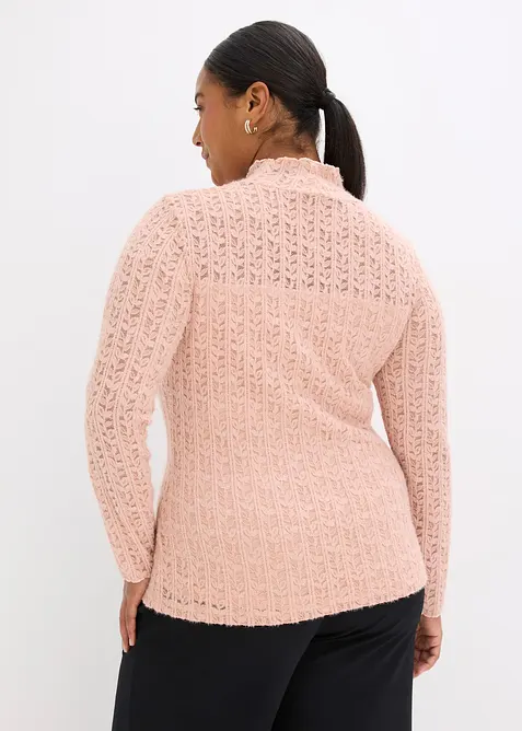 T-shirt col roulé en dentelle, bonprix