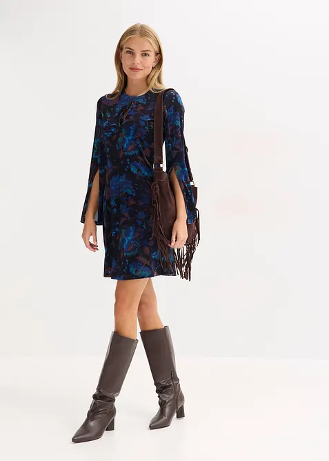 Robe courte en velours fluide, bonprix