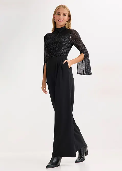 Jersey-Overall mit Pailletten, bonprix