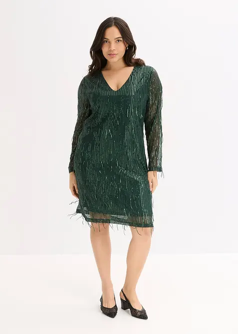 Robe à sequins et franges, bonprix