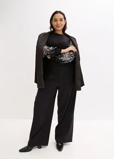 Pull en fine maille avec manches à sequins, bonprix