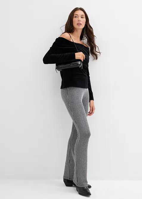 Carmenshirt aus softem Samt, bonprix