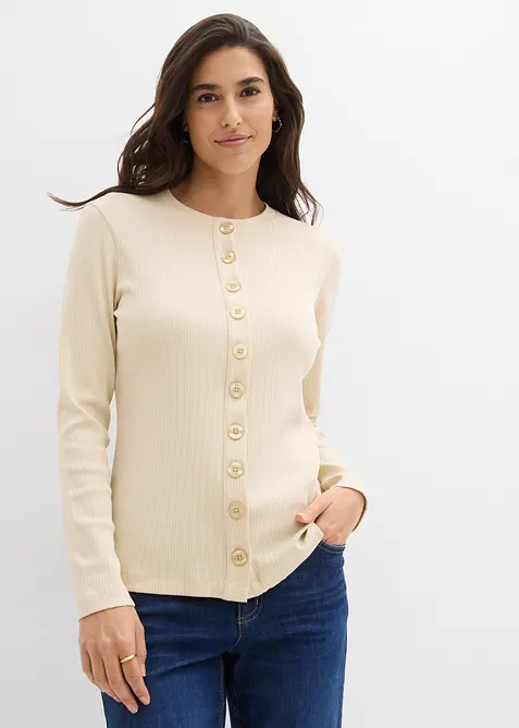 T-shirt manches longues côtelé, bonprix