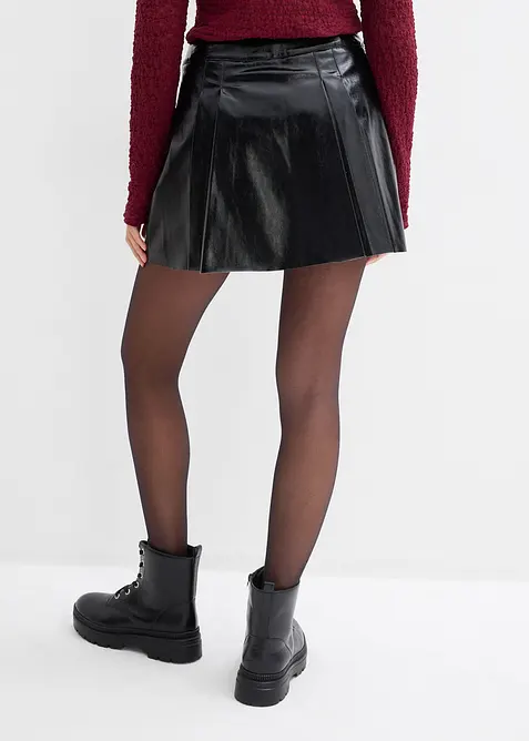 Kurzer Lederimitat-Rock mit Kellerfalten, bonprix