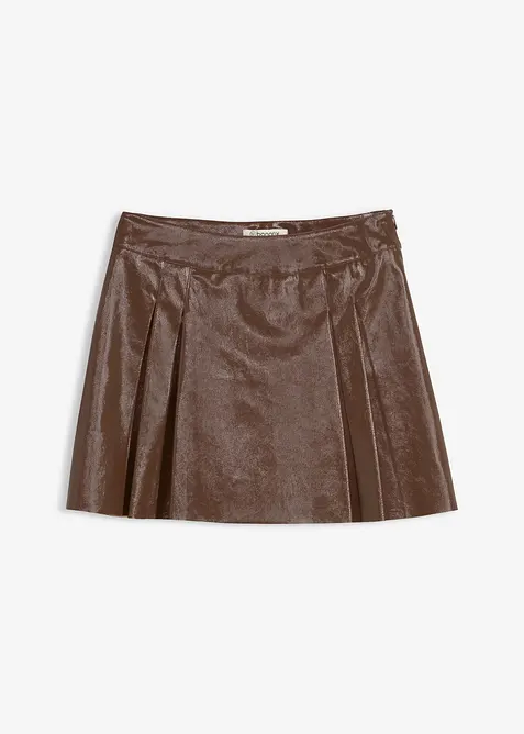 Kurzer Lederimitat-Rock mit Kellerfalten, bonprix