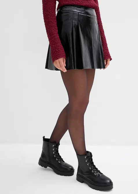 Kurzer Lederimitat-Rock mit Kellerfalten, bonprix