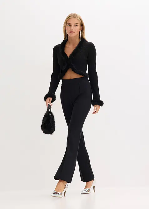 Feinstrickjacke mit Fellimitat, bonprix