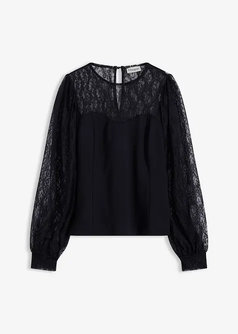 T-shirt manches longues à dentelle, bonprix