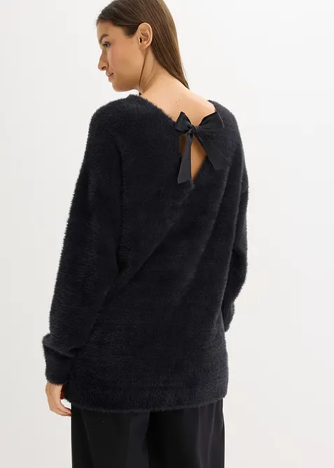 Pull long en maille poilue douce, bonprix