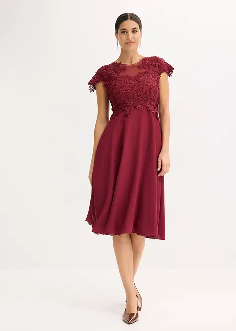Robe midi en tulle délicat avec dentelle, bonprix
