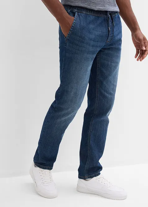 Jean jogger droit et léger à taille élastiquée, Regular, bonprix