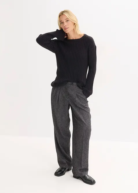 Gerippter Oversize-Pullover, bonprix