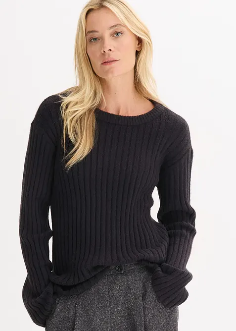 Gerippter Oversize-Pullover, bonprix