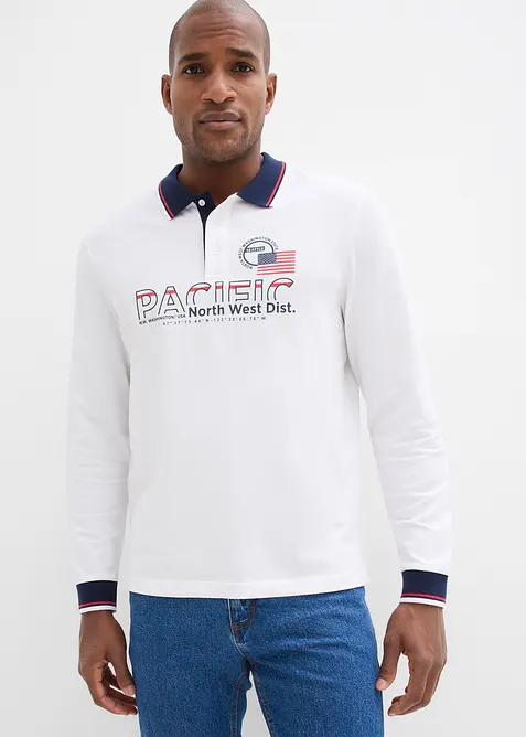 Polo manches longues en maille piqu&eacute;e 100% coton, bonprix