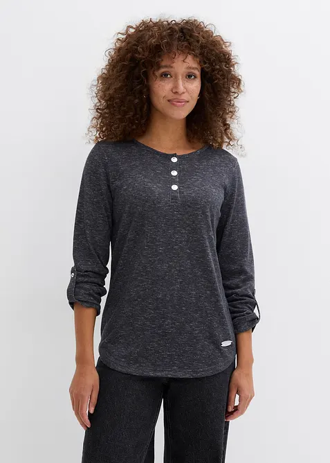 Langarmshirt mit Knopfleiste aus Baumwoll-Mix, bonprix