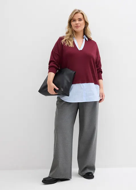 Pull en fine maille empi&egrave;cement chemisier, bonprix