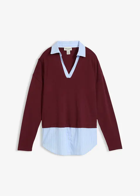 Pull en fine maille empi&egrave;cement chemisier, bonprix