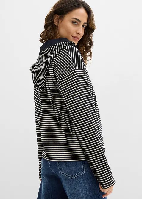 Gestreifte Sweatjacke aus Baumwoll-Mix, bonprix