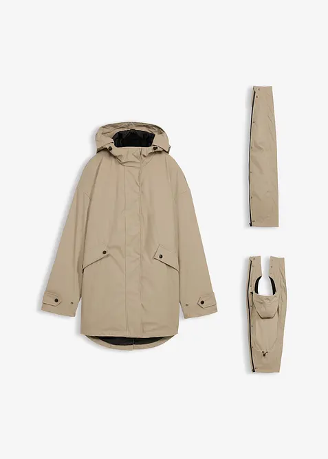 6-in-1 wasserabweisende Umstandsjacke mit Trageeinsatz und herausnehmbarer Fleecejacke, bonprix