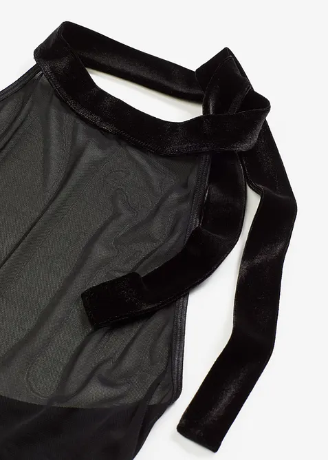 Neckholderkleid mit Samt, bonprix