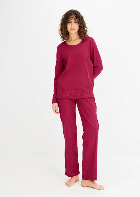 Pyjama mit dezenter Spitze, bonprix
