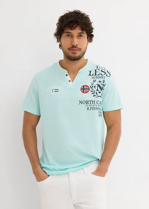 Henleyshirt, Kurzarm aus reiner Bio-Baumwolle, bonprix