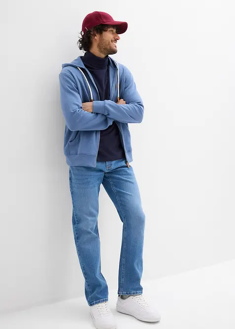 Kapuzen-Sweatjacke mit Lederimitat-Details, bonprix